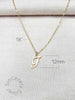 F Initial Necklace Size
