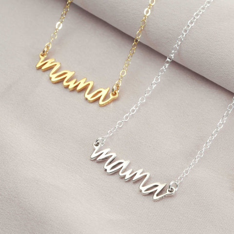 Shop Sydney Evan 14k Pure Gold Mama Script Necklace