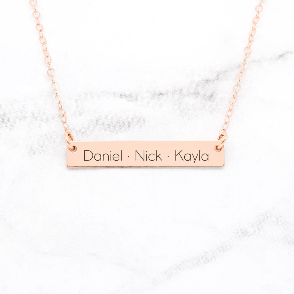Custom Name Bar Necklace - Personalized Gift For Mom