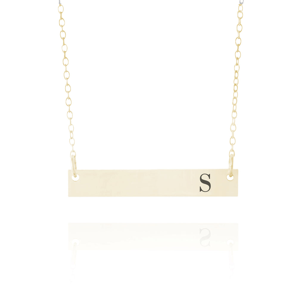 Gold Bar Initial Necklace