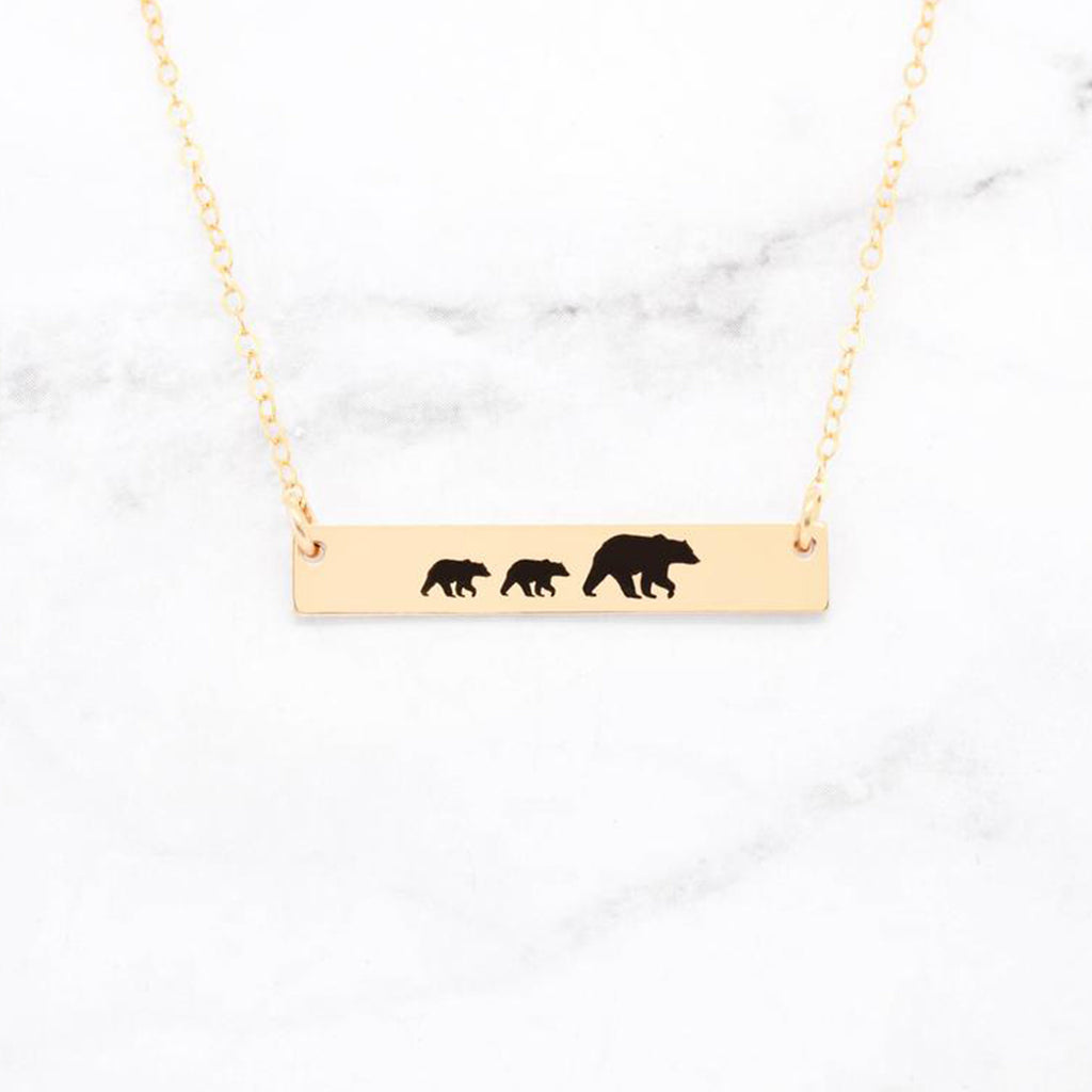 Golden Bear Mama Bear Necklace Sterling Silver Mama Bear And Cubs