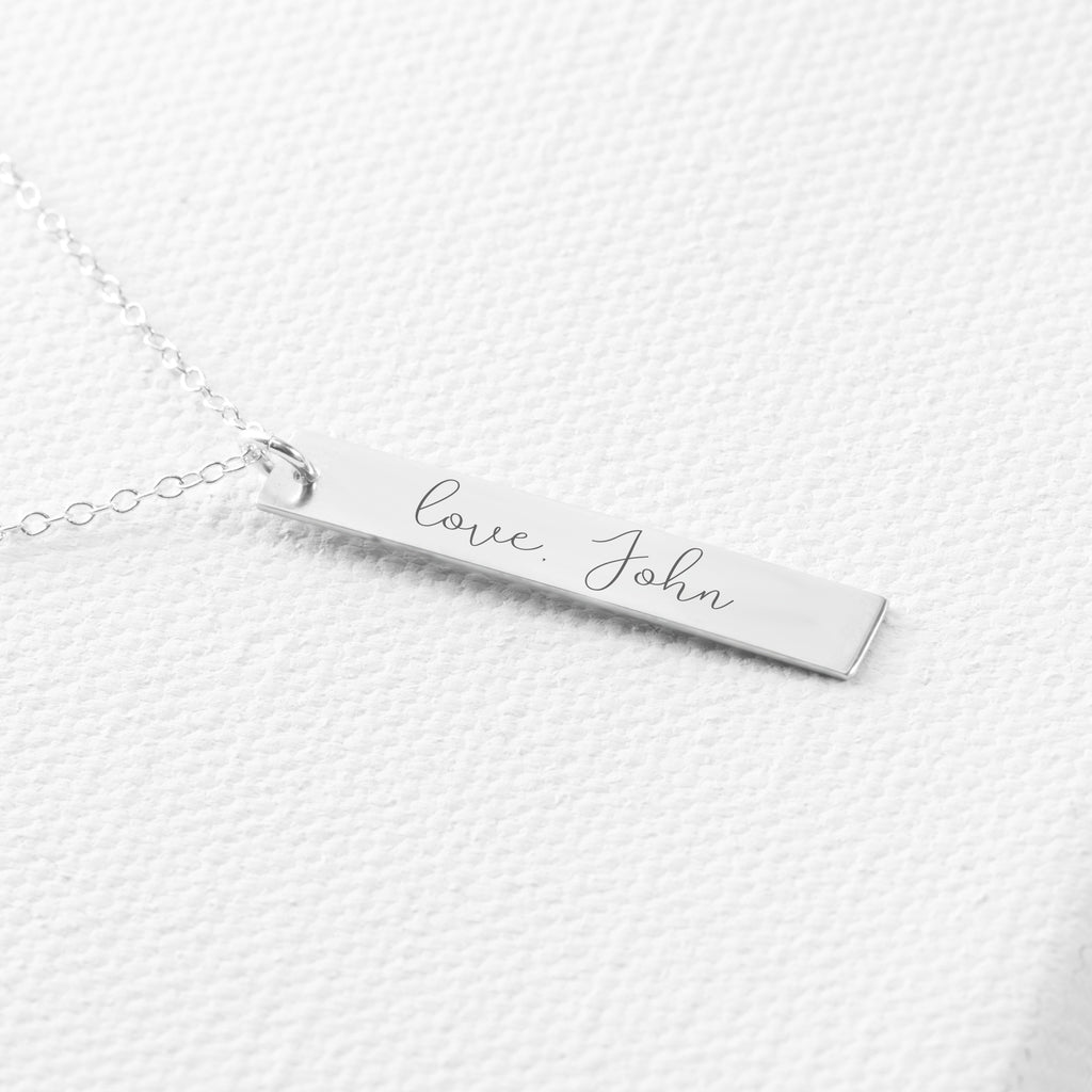 Handwriting Memorial Necklace Sincerely Silver - Main Image