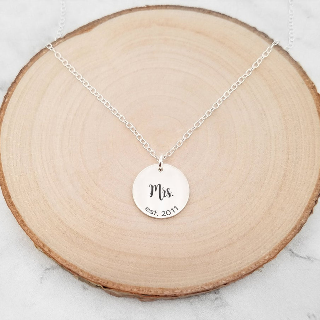 Personalized Silver Initial Date Disc Necklace - Mother's Day Gift for Mom  - Engravable Jewelry for Her - Custom Anniversary Pendant - Ships Next Day!  - Walmart.com