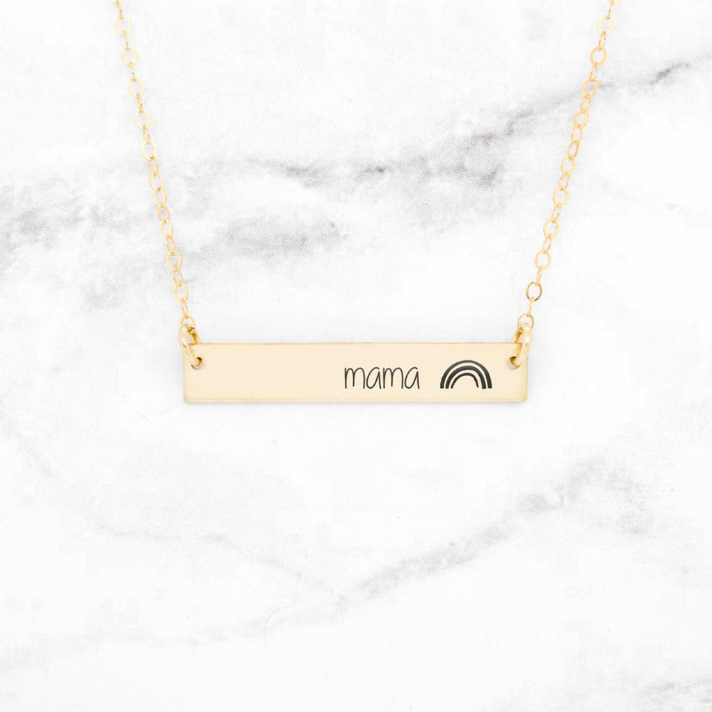 Personalized Rainbow Bar Necklace - Gift For Mom