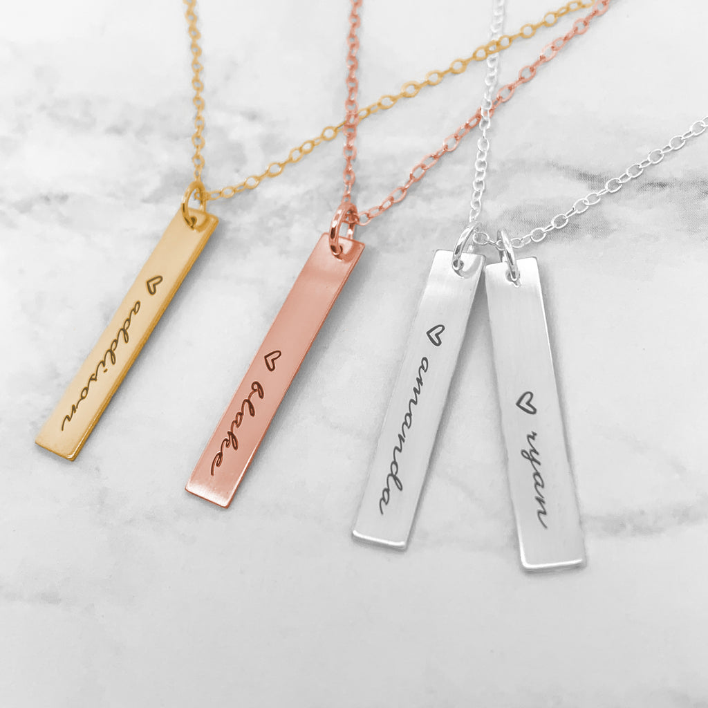 14k Gold Bar Necklace Personalized Personalised Bar Necklace UK