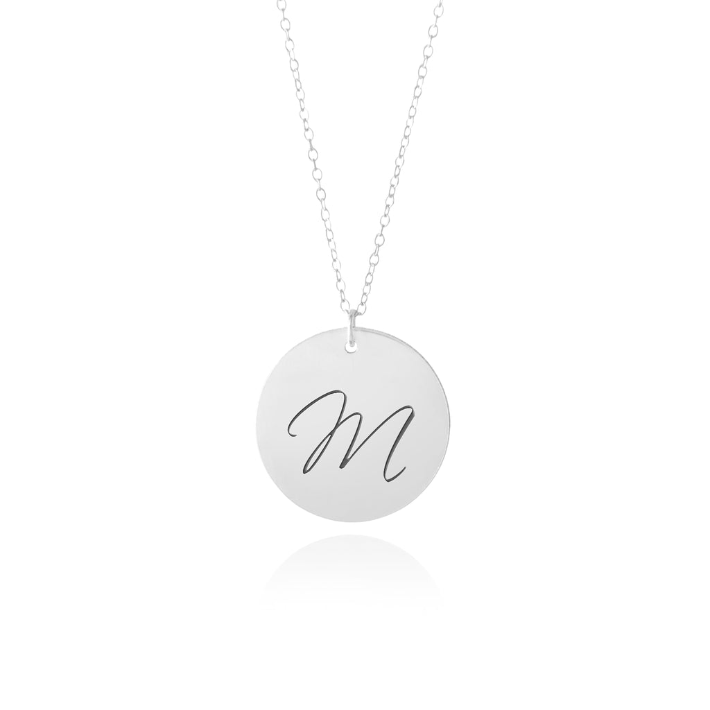 personalized initial necklace silver