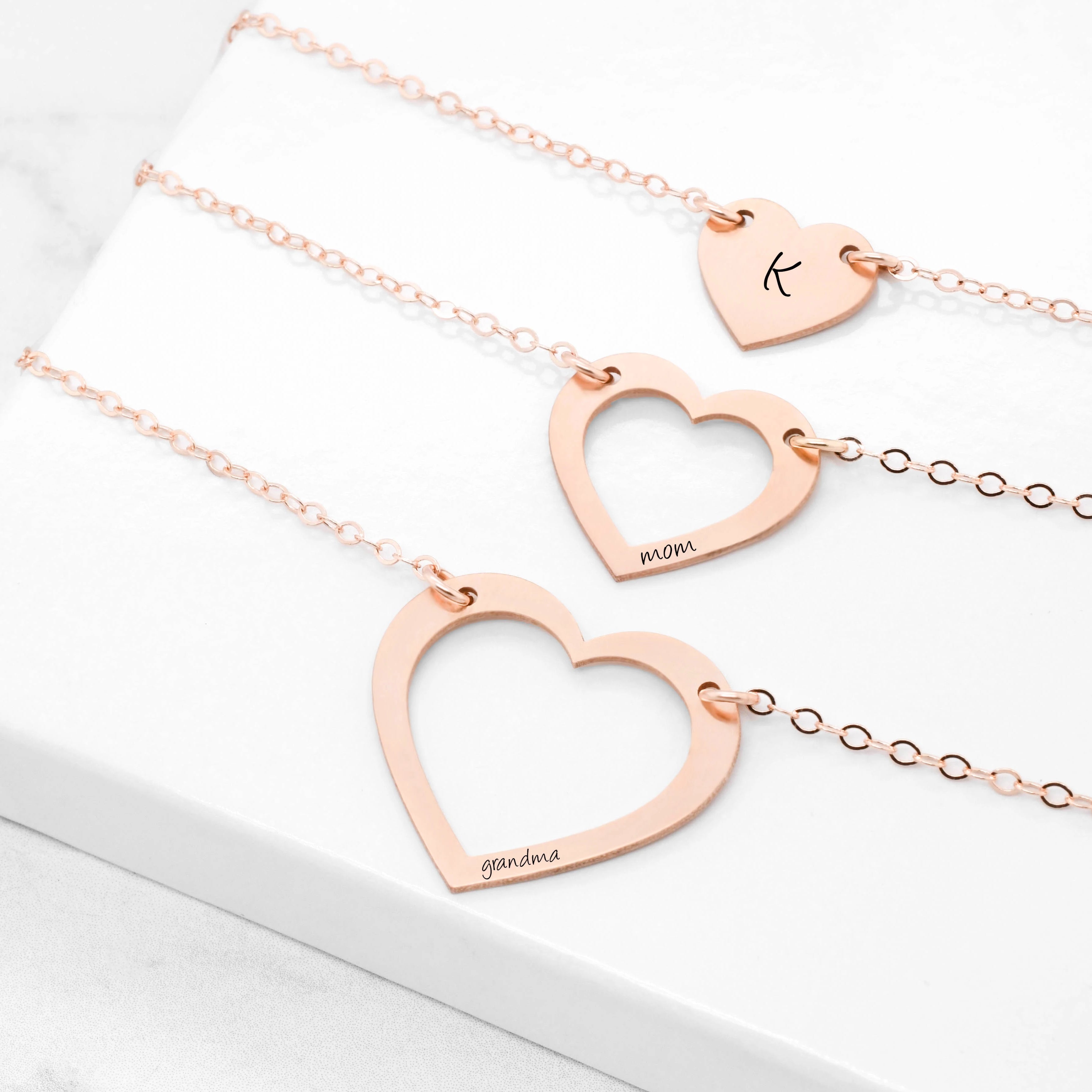 Three Generations of Love • Sterling Silver Heart Keepsake Necklace •  Grandmother, Mother, Daughter/Son Jewelry • Gift for Mom Grandma Grandchild