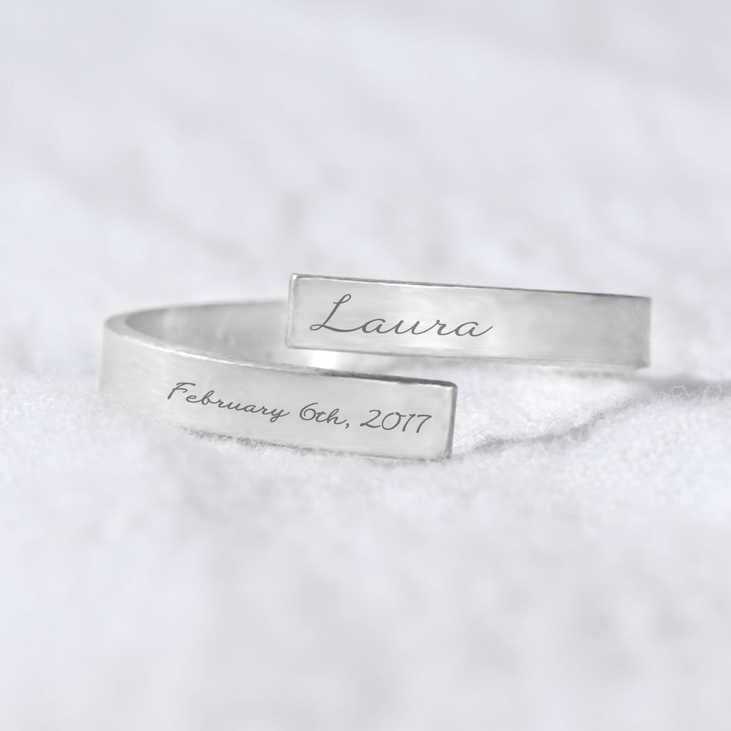 Personalized Name And Date Wrap Ring