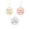 handwriting disc necklace