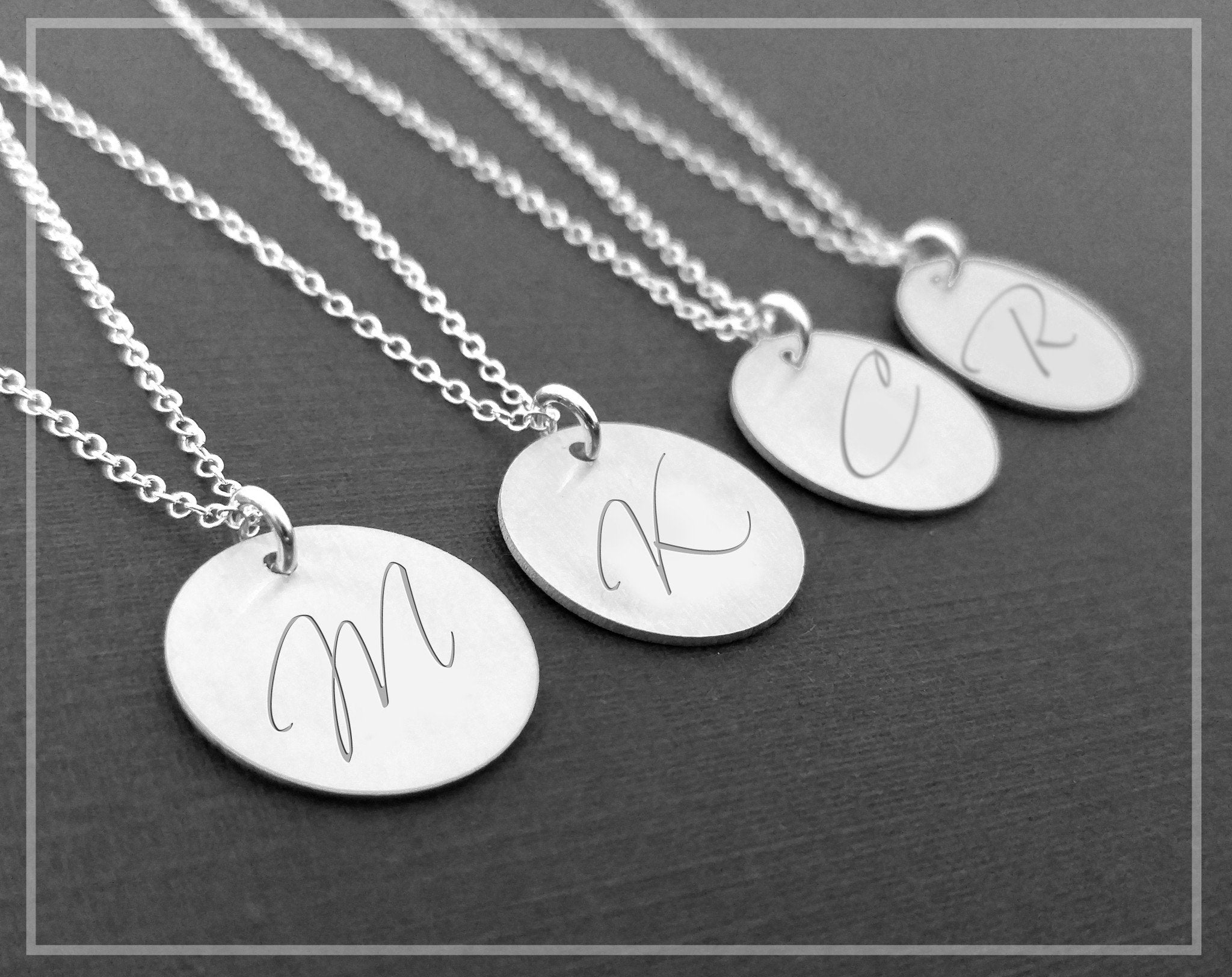 Large sideways initial necklace sterling silver Clearance